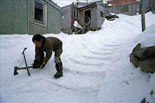 男人,雪,小,冬天