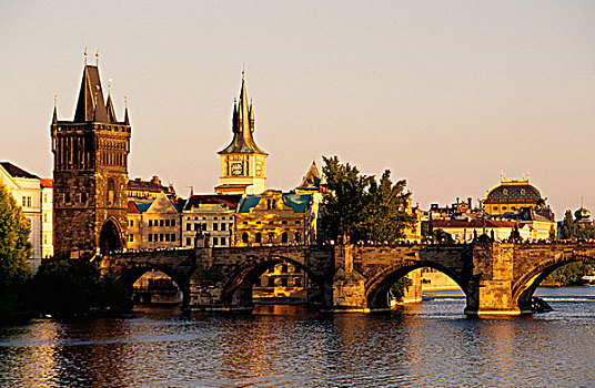 捷克共和国,布拉格,查理大桥,旧城桥塔,水塔