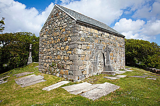 老,石头,建筑,墓地,戈尔韦郡,爱尔兰