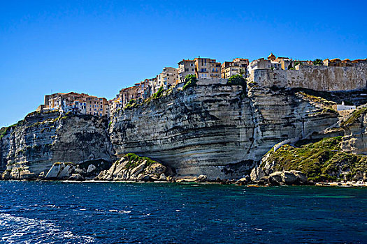 城堡,悬崖,博尼法乔,科西嘉岛,法国