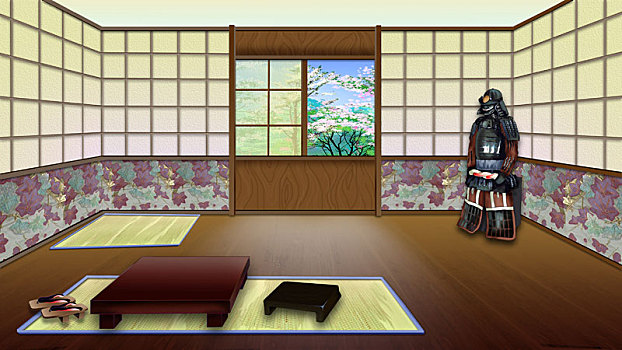 传统,日式房间,室内