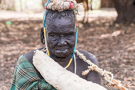 老,皱纹,女人,头像,部落,摩西族,南方,区域,埃塞俄比亚,非洲