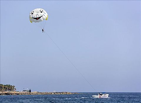 滑伞运动,旅游,联结,滑翔伞,海岸,帕福斯,南方,塞浦路斯,西海岸,欧洲