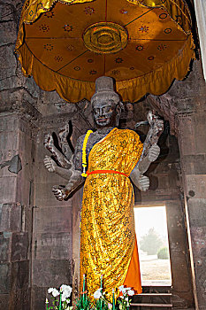 柬埔寨,收获,吴哥窟,雕塑,印度教,神,毗湿奴