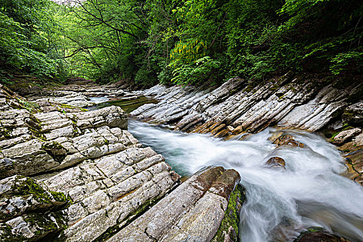 风景,瀑布,峡谷,山谷,地区,提契诺河,瑞士