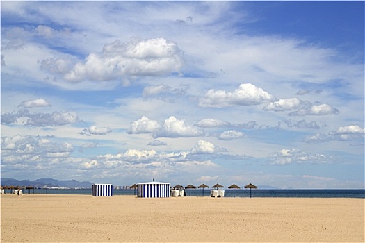 沙滩,瓦伦西亚,西班牙,蓝天