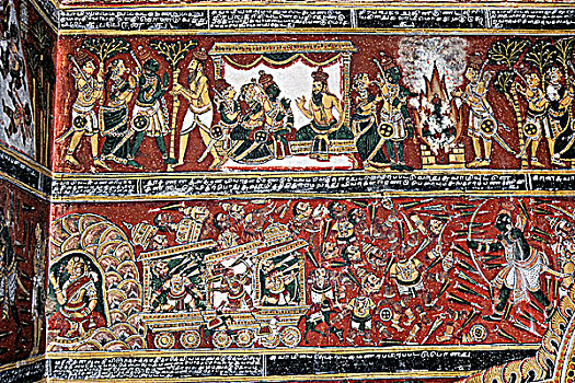印度,泰米尔纳德邦,壁画,宫殿,18世纪
