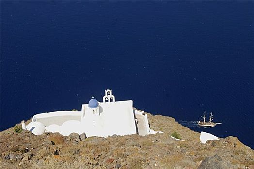 希腊,基克拉迪群岛,圣特林,教堂