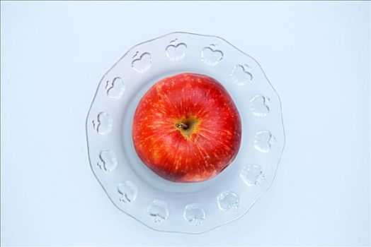 红苹果,玻璃碗