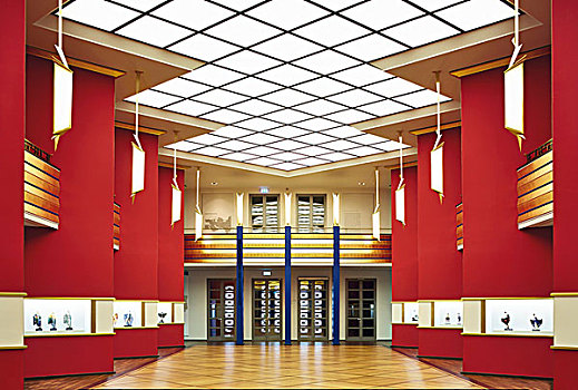 大厅,柱子,博物馆,艺术,莱比锡,德国