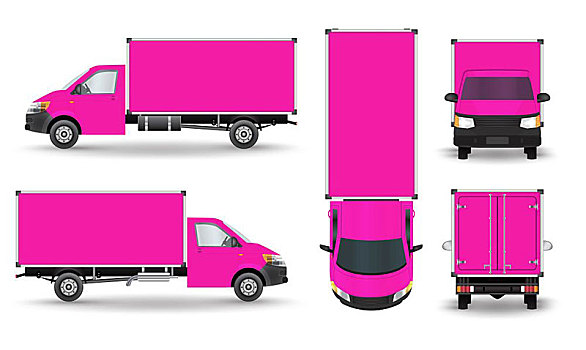 粉色,货车,货物,隔绝,白色背景