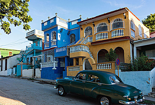 古巴,特立尼达,世界遗产,广场,老爷车