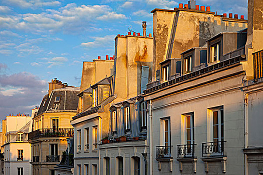 晚间,阳光,屋顶,巴黎,法国