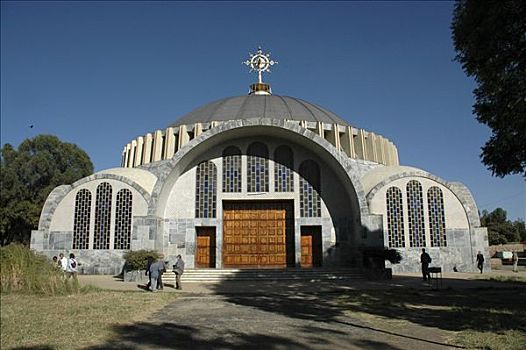 圆顶,形状,教堂,新,大教堂,阿克苏姆,埃塞俄比亚