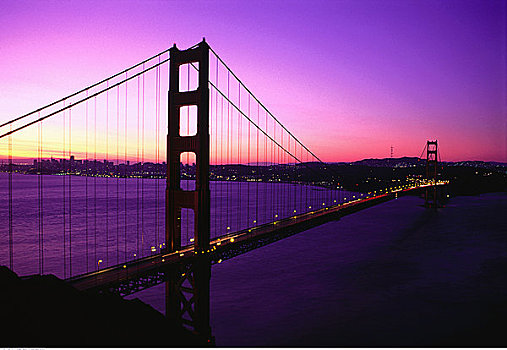 金门大桥,黄昏,旧金山,加利福尼亚,美国