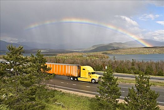 卡车,公路,州际,湖,科罗拉多,美国
