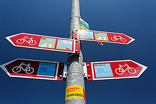 标志物,自行车,小路,瑞士,欧洲