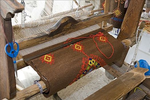 编织,织布机,地毯,克里特岛,希腊