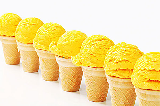 黄色,冰激凌蛋卷