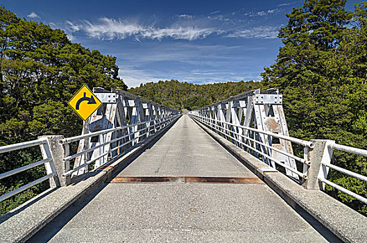 钢架,桥,上方,河,湾,西海岸,南岛,新西兰
