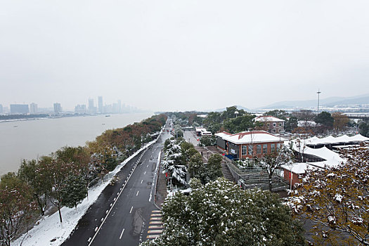 湘江橘子洲雪景
