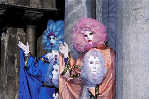 粉色,青绿色,面具,狂欢,威尼斯