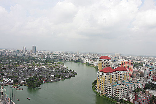 俯视,区域,达卡,城市,孟加拉,八月,2008年