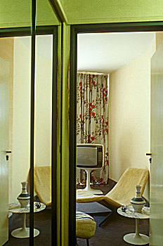 复古,电视,敞门,20世纪50年代风格,客厅