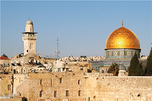 著名,圆顶,石头,清真寺,哭墙,耶路撒冷,以色列