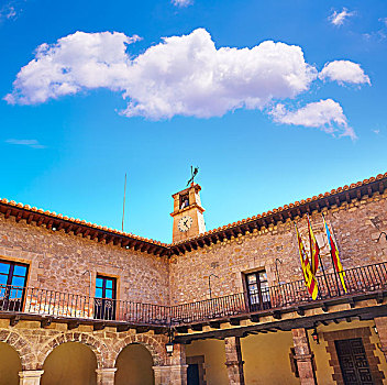 阿巴拉钦酒店,市政厅,中世纪,城镇,乡村,特鲁埃尔,西班牙