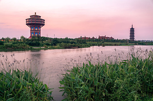 江苏扬州,市运,河畔,黄昏