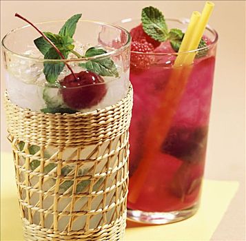夏日饮料,香草,树莓