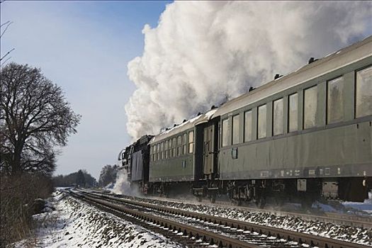 历史,蒸汽机车,冬天,德国,靠近