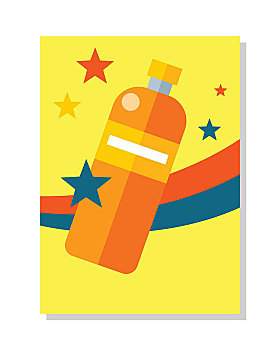 瓶子,象征,彩色,塑料制品,塑料瓶,标签,果汁,矿泉水,零售店,广告,旗帜,海报,隔绝,矢量,插画