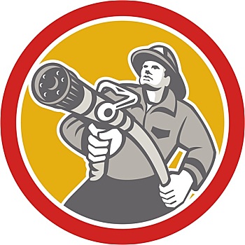 消防员,瞄准,灭火水龙带,圆