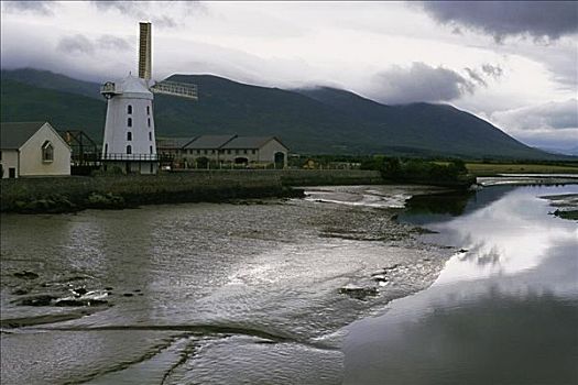 风车,河,爱尔兰