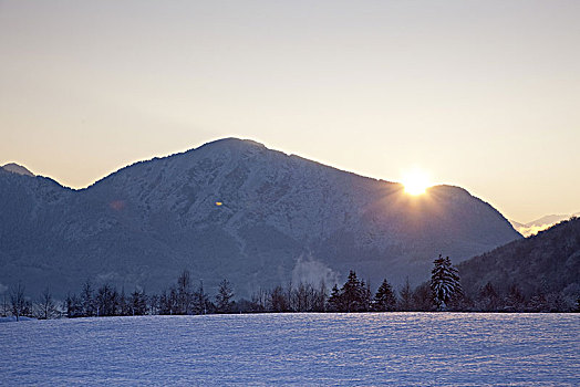 冬季风景,靠近,高山,巴伐利亚,德国