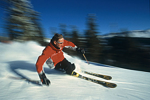 一个,男人,滑雪,迅速,顶峰,靠近,太浩湖,加利福尼亚