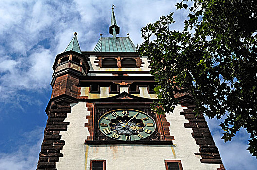 大门,塔,13世纪,钟表,德国,欧洲