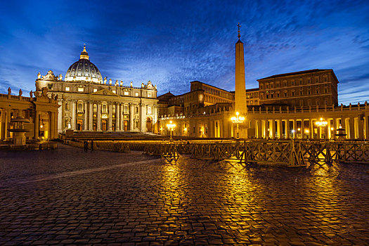 欧洲,意大利,罗马,梵蒂冈,黃昏,广场,圣彼得广场