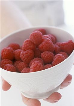 握着,碗,新鲜,树莓
