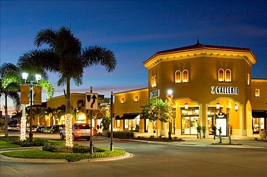 零售,购物中心,黄昏,迈尔斯堡,佛罗里达,美国,2008年
