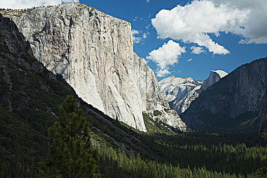 船长峰,半圆顶,石头,右边,优胜美地山谷,优胜美地国家公园,加利福尼亚,美国