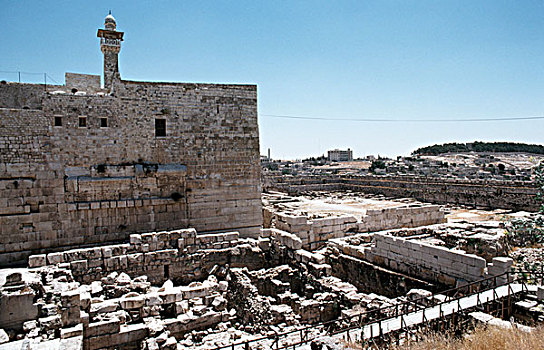 俯拍,古遗址,墙壁,哭墙,耶路撒冷,以色列