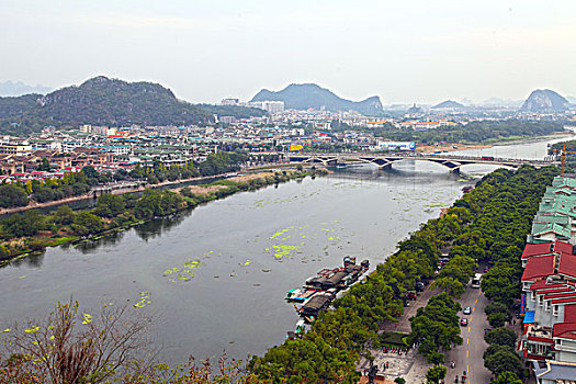 桂林,伏波山,山洞,自然,漓江,城市,建筑,全景,景观,景点