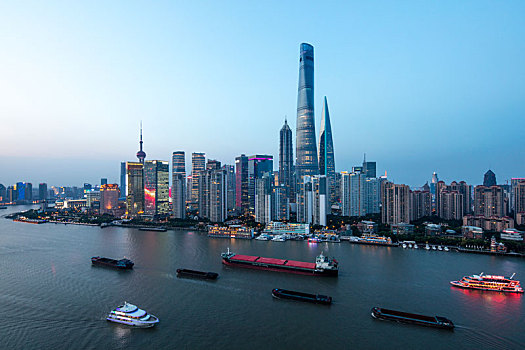 上海,黄浦江,两岸,夜景