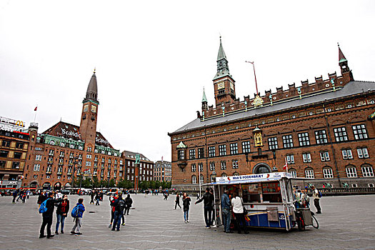 copenhagen,city,hall,and,square,丹麦哥本哈根市政厅广场