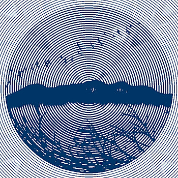 中国风圆形纹理山水画
