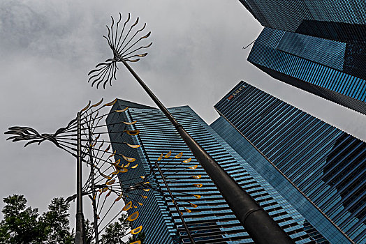 风铃,金融区,新加坡,仰视
