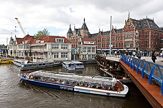 风景,上方,中心,车站,阿姆斯特丹,荷兰,欧洲